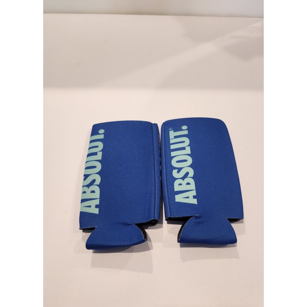 NEW 2 Pack ABSOLUT Vodka Koozie Slim Can Blue Tall Neoprene Insulation 2.25" - Picture 3 of 4